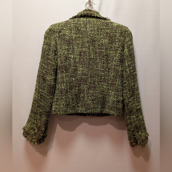 Cynthia Steffe Green Tweed A-Line Skirt Suit - Picture 5 of 11